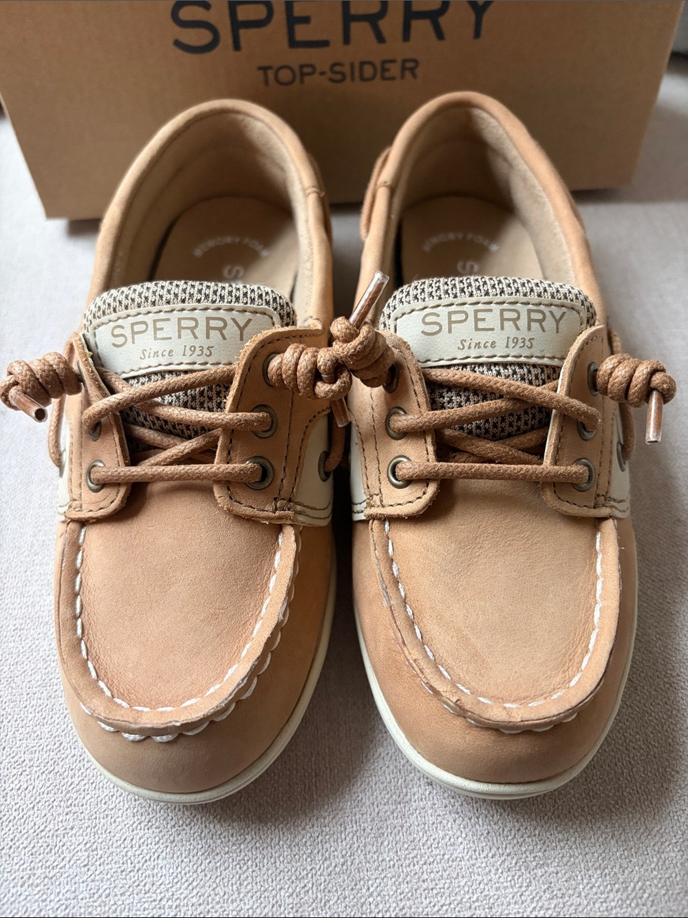 Sperry Kids Tan Lace-Up Boat Shoes
